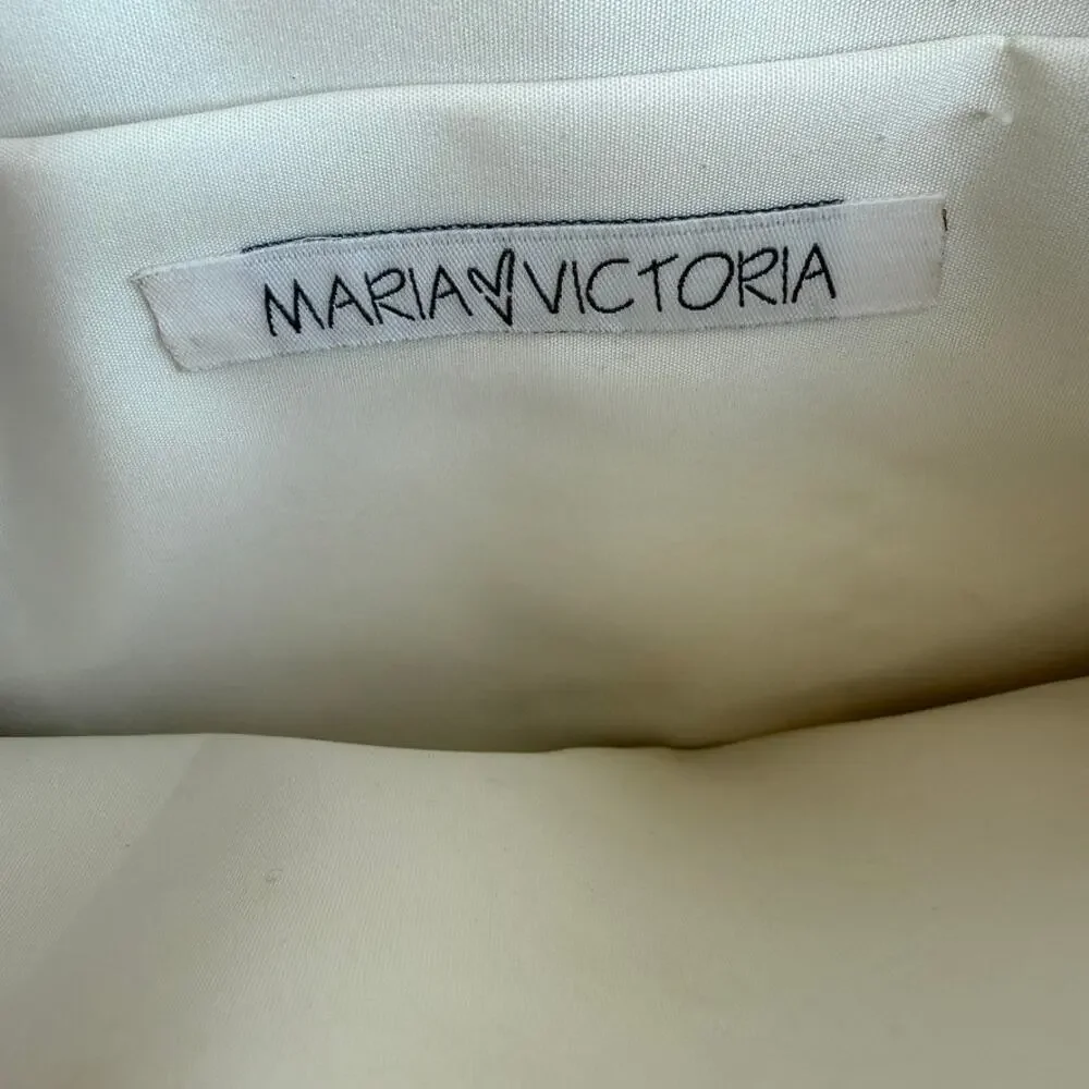 Maria Victoria Beaded Floral Clutch Shoulder Bag‎ Ivory Cream Embellished Floral